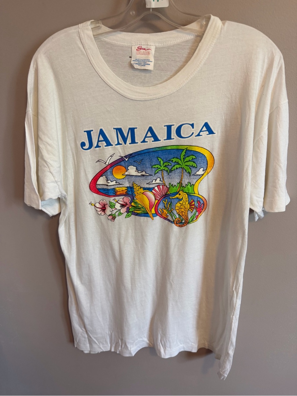 Vintage Sun Club Jamaica Single Stitch Travel Tee White XL